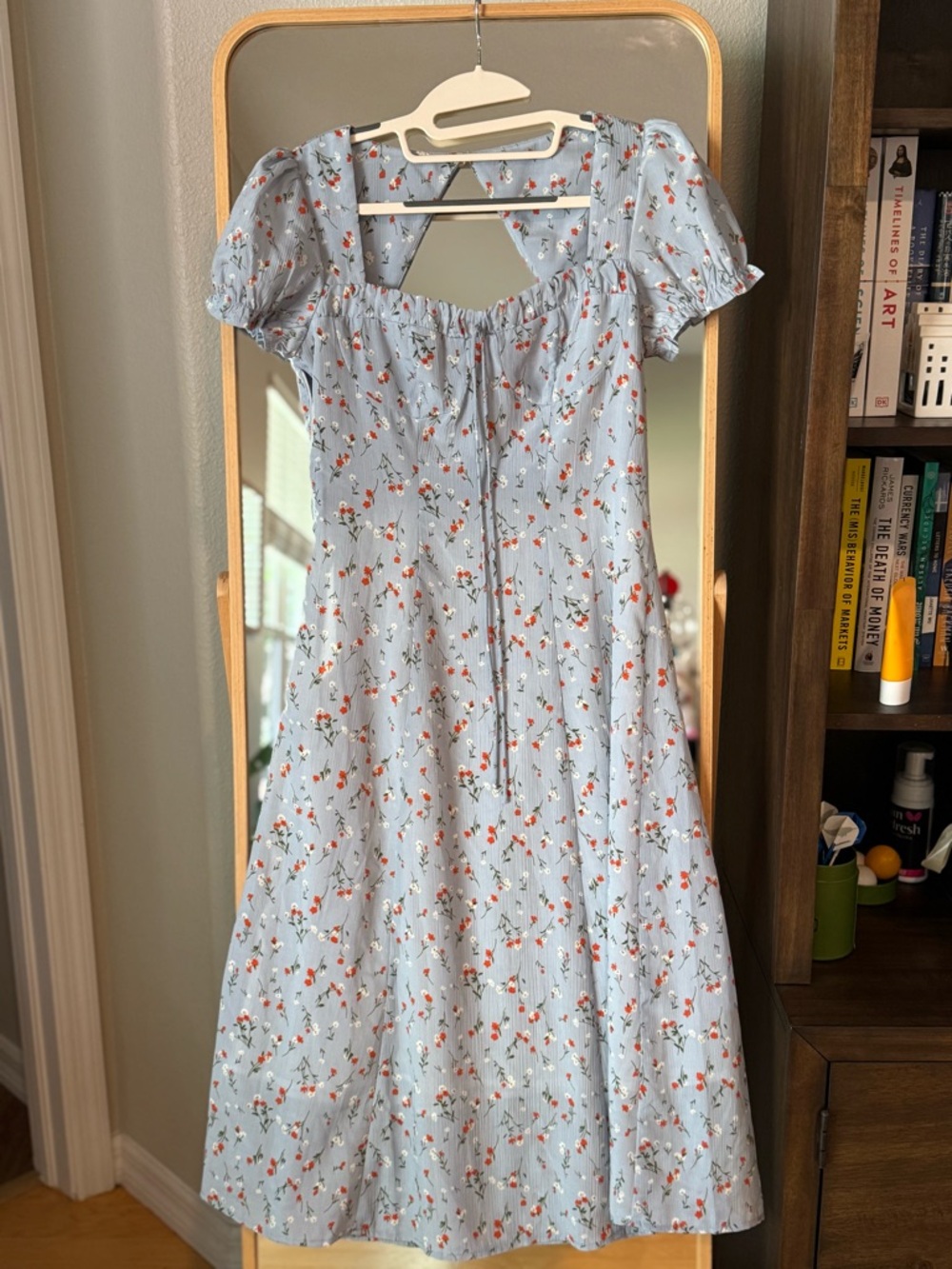 Blue Floral Puff Sleeve Dress – Feminine Summer Dress